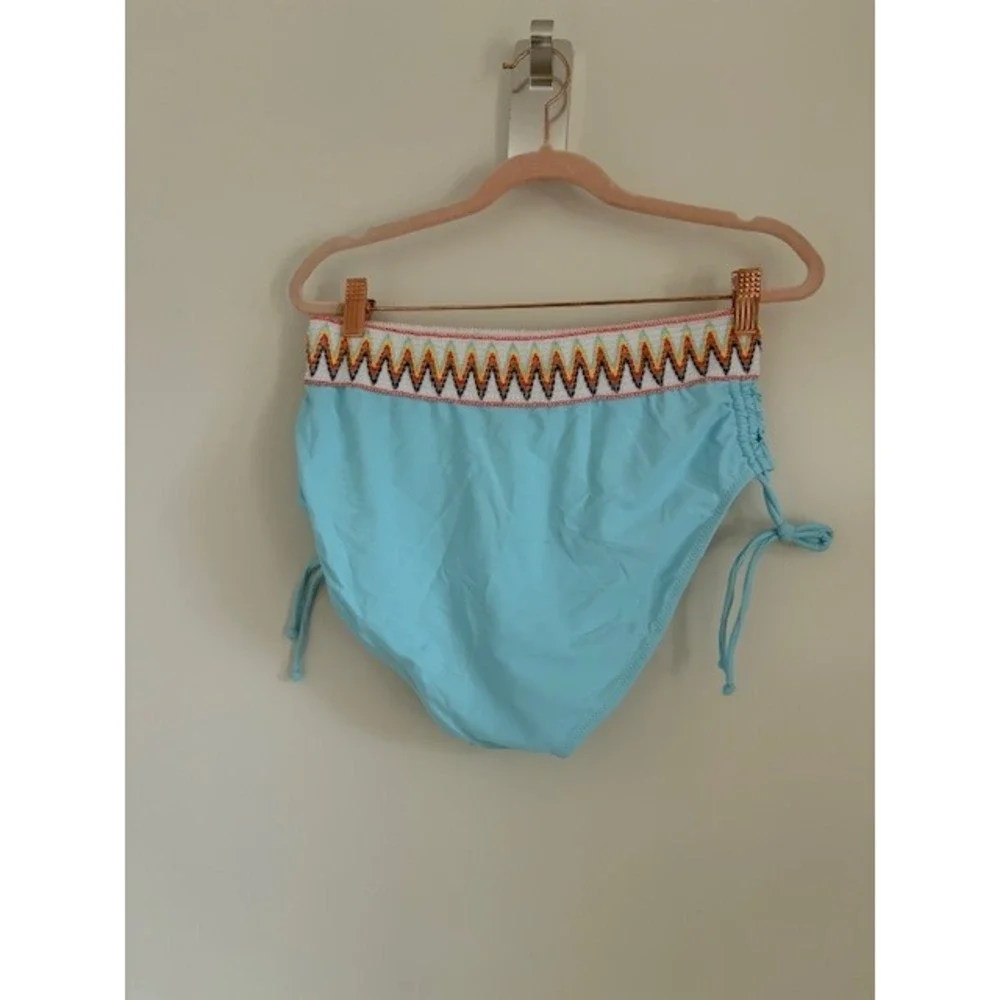 Blooming Jelly Blue Boho Embroidered High‎ Waisted Bikini Set Large NEW - Picture 4 of 7